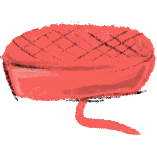puck shaped speaker similar to a Google Home in shades of red